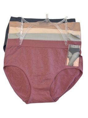 YUMMIE 5 Pack Solids Seamless Stretchy Comfy Tag Free Panties Briefs NWT Large